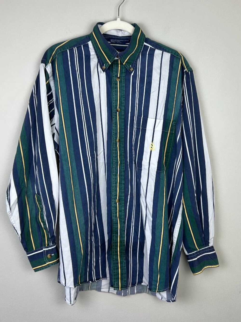 Vintage 90s Nautica Shirt Mens Medium Vertical Striped Colorblock Button Down